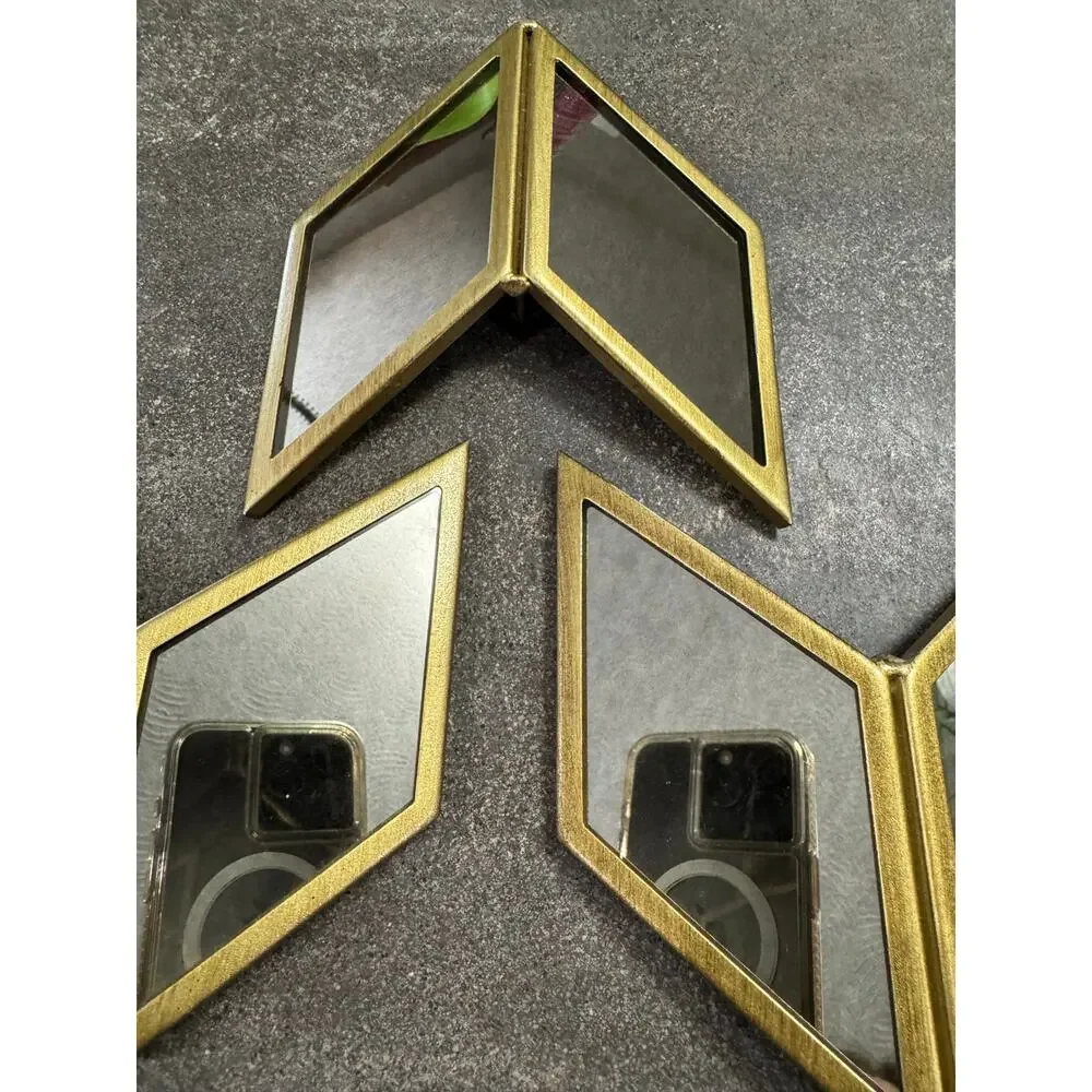 Urban Outfitters Set of 3 Wall Mirrors Brass Style Chevron Pattern Home Decor